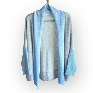 Subtle Luxury 100%Cashmere cocoon Cardigan open front shawl collar blue S/M